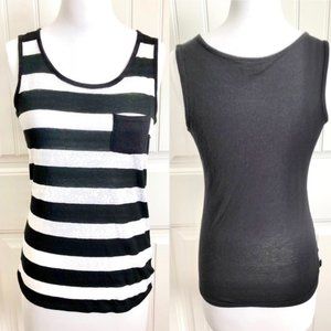 Allen B Schwartz Striped Lace Jersey Tank Top ABS